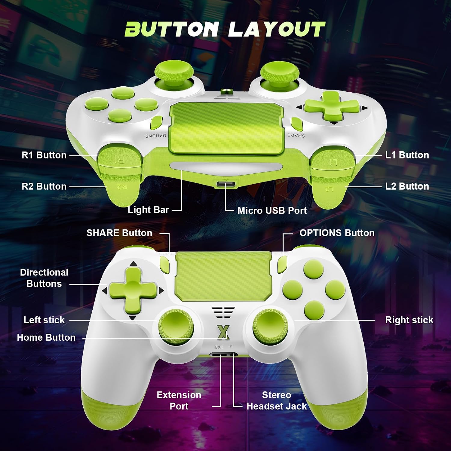 Puiseno Wireless Controller for PS-4, Gamepad with Dual Vibration/Hall Effect Joysticks/Six-axis Gyroscope Sensor/Touchpad, Built-in Speaker & Headphone Jack, Compatible with PS4/Slim/Pro Console/PC(Yellow)