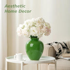 7.5IN Green Ceramic Vase, Vintage Flower Vases with Ice Cracked Glazed for Home Decor, Rustic Decorative Chinoiserie Vase for Table Centerpiece Living Room Shelf Farmhouse Decor
