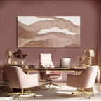 YLLTIEM Minimalist Abstract Canvas Wall Art 29x58 Inch, Brown Earth Tone Wall Art, Large Hand Painted Textured Painting, Wall Decor for Living Room Bedroom Office