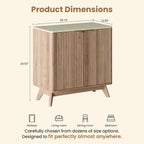 29'' Sideboard Buffet Cabinet with Storage, Fluted Cabinet with Rounded Corners, Modern Buffet Table Accent with 2 Doors for Coffee Bar, Console Table,Oak
