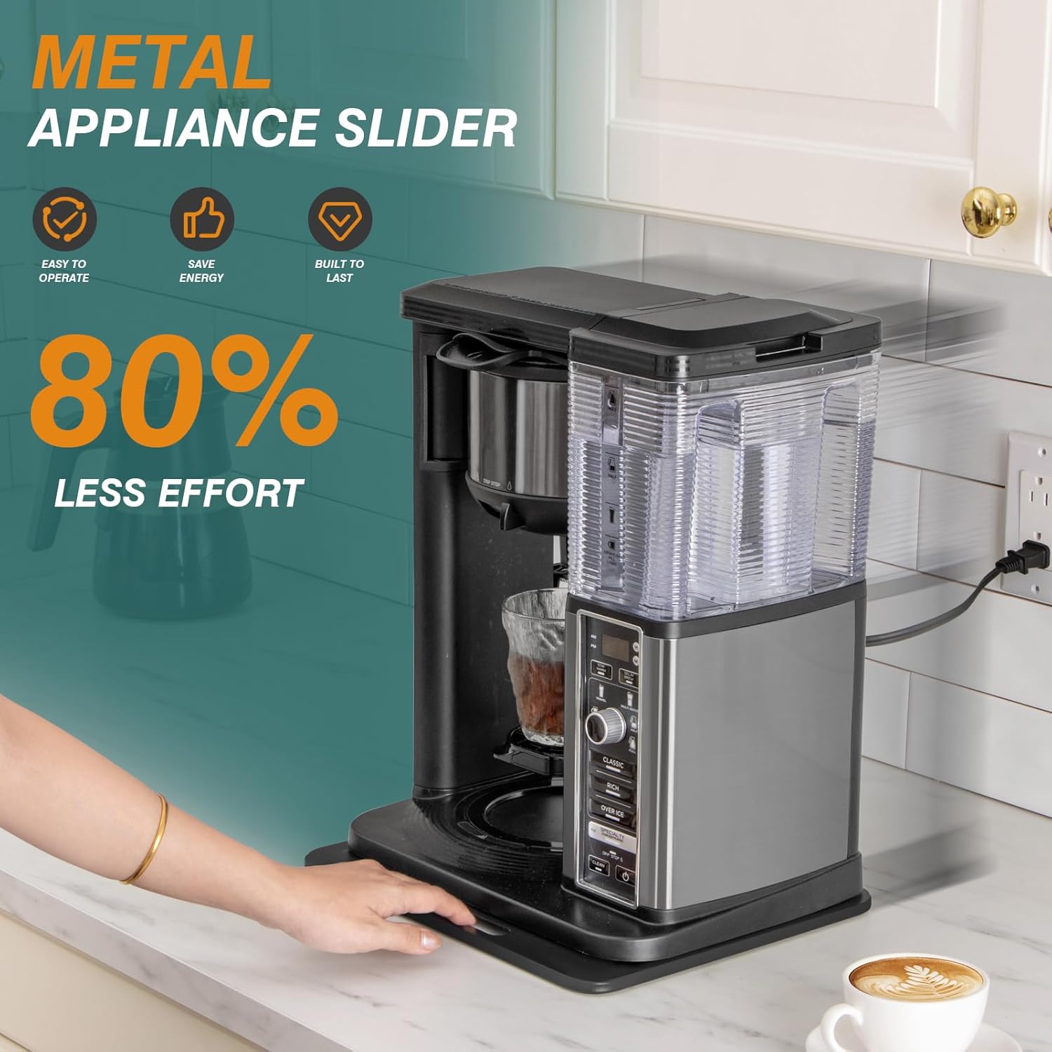 ANBOXIT Metal Appliance Slider, Sliding Tray for Coffee Maker,360° Effortless Movement,Small Appliance Rolling Tray for Counter, Coffee Pot Slider, Wide - Small (10"D x 12"W)