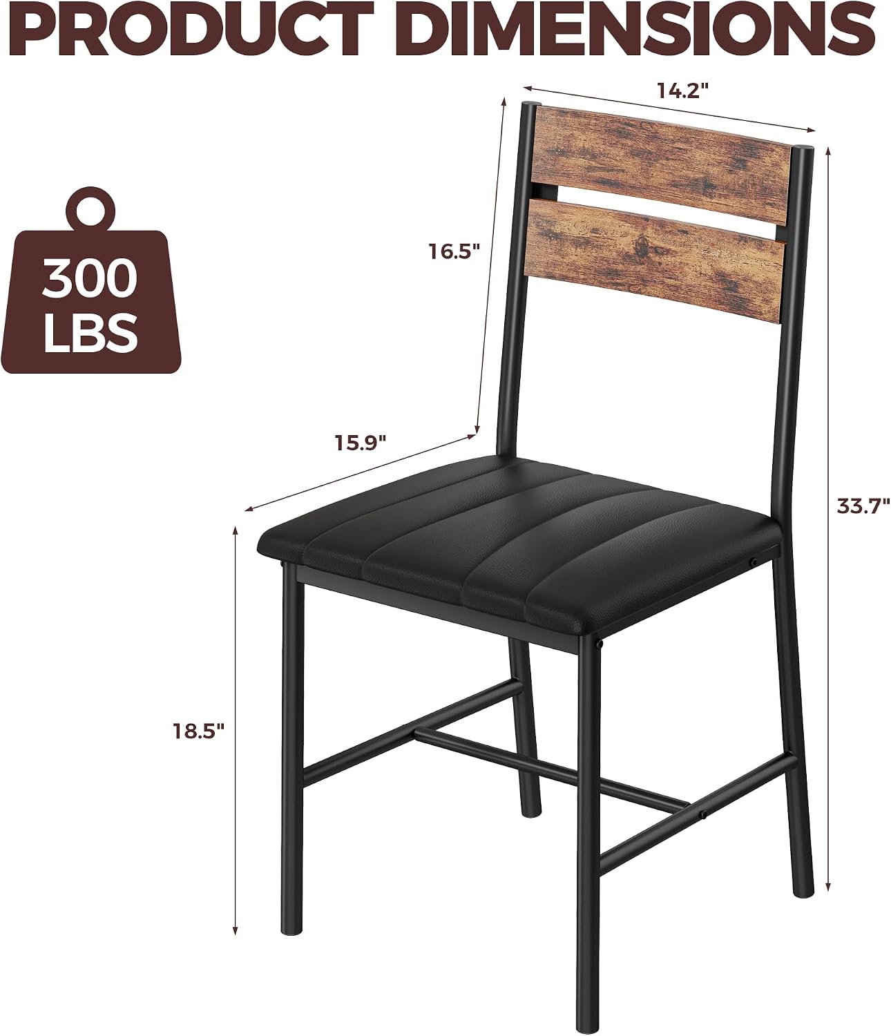 IRONCK Upholstered Dining Chairs Set of 4, Modern Dining Room Chairs with Ergonomic Backrest, MDF Board and Metal Frame, Kitchen Chairs for Dining, Kitchen and Living Room, Rustic Brown