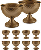8.25'' Wide 7.3''High Decorative Bowl Vase Set of 10,Distressed Gold Metal Compote Bowl for Tables，Urn Vases for Vintage Wedding Centerpieces,Elegant Compote Vases,Pedistal Vase for Any Event
