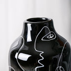 Kimdio Ceramic Vase Set, 2pcs Black Abstract Irregular Design Flower Vases, Modern Home Decor Living Room Decor Minimalist Decorative Vase for Pampas Grass