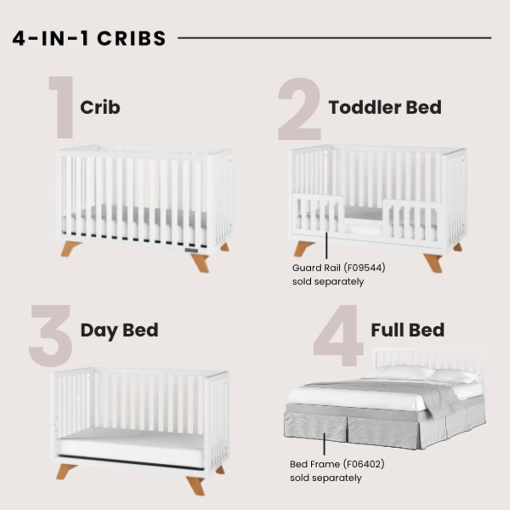 Child Craft SOHO Crib, 3-Drawer Dresser Nursery Set, Chest, 3-Piece, Includes 4-in-1 Convertible Crib, Dresser, Chest (White/Natural)