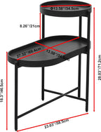2-Tier Side Table with Storage, Black End Table Sofa Table for Living Room & Bedroom - Sturdy X-Shape Metal Frame and Wooden Tray, Easy to Assemble Modern Accent Table for Office, Apartment
