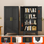 GAIOUS 47.2'' Tall Metal Garage Storage Cabinet,File Cabinet with Door and Adjustable Shelves, Outdoor Steel Tool Cabinet for Home,Office,Warehouse,Garage,Balck
