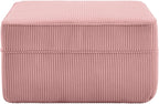 Corduroy Ottoman 30.3 Inch - No Assembly Needed Foot Rest Stool, Plush Sag-Free Cloud Boneless Ottoman for Living/Bedroom (Pink)