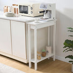 Small Console Table with Shelf Little Narrow Entryway Table Skinny Thin High Tall Display Stand for Entry Hall Hallway, Foyer, as Eextension for Long Behind Couch Sofa Table/Kitchen Countertop, White