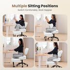 HOMRELEXA Cross Legged Office Chair, Ergonomic Cloud Criss Cross Desk Chair, Meditation Chair with Wheels, Height Adjustable Seat for ADHD, Wide Kneeling Chair with Back Support, Corduroy Fabric,White