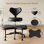 Pinmoco Black PU Leather Cross Leg Chair – Modern Home Office Desk Chair with Wheels, Ergonomic Comfortable Seat for Adults, Durable Water-Resistant Professional Design