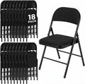 18 Pack Folding Chairs, Fabric Dining Chair Set with Padded Cushion and Back, Indoor Outdoor Seat for Home Office, Parties, Events, Wedding, Extra Guest Seating, Obsidian Black