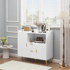Modern White Sideboard Buffet Cabinet - 40" Wooden Storage, 2 Drawers, 2 Doors, Multi-Functional, Living Room Stand