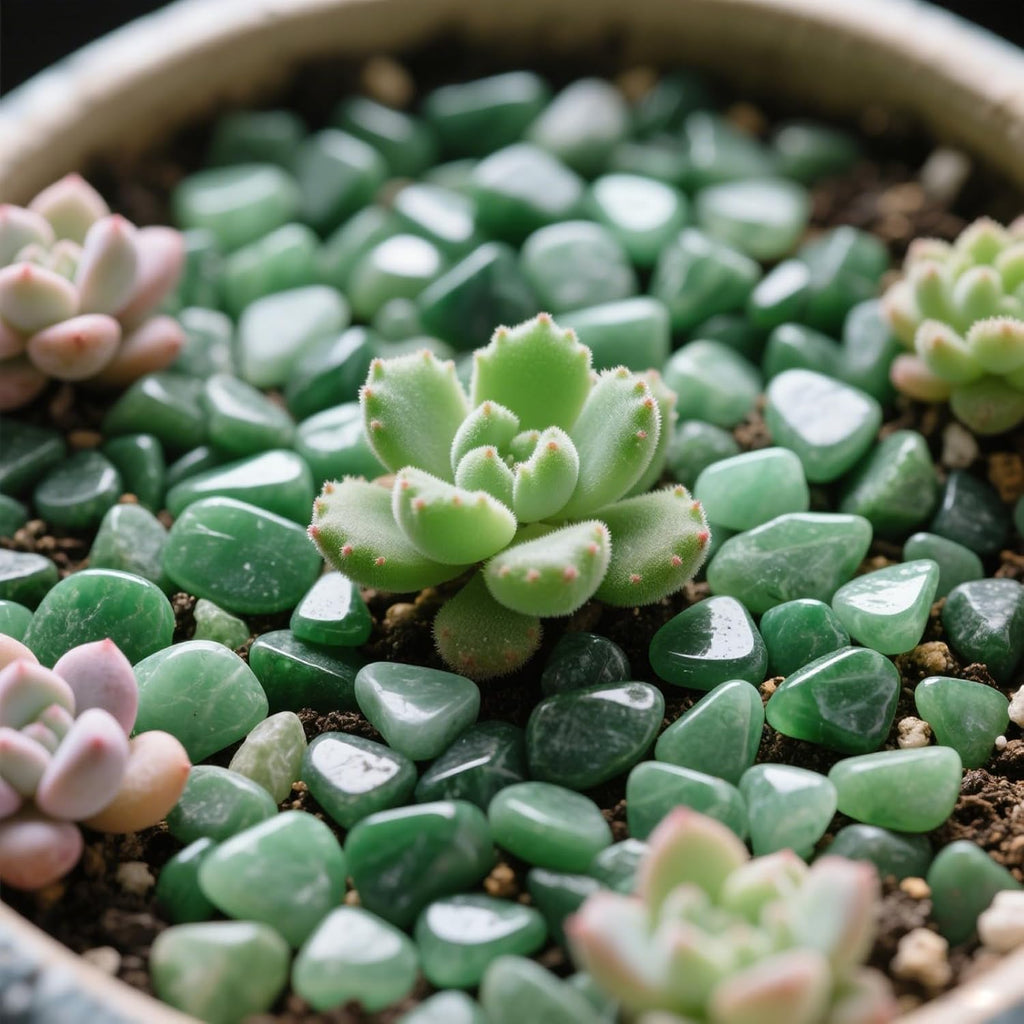 Aquarium Gravel 0.96LB Succulent Rocks Natural Pebbles Vase Filler Home Fish Tank Decor Crushed Stones Quartz Tumbled Polished Bulk - Green Aventurine