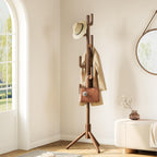 Yoobure Solid Wood Coat Rack - Cactus Coat Tree Freestanding with 8 Hooks, Coat Hanger Stand with 3 Adjustable Sizes for Jacket, Hat, Clothes Stands for Hall, Entryway, Bedroom, Office, Living Room
