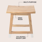 JONATHAN Y Finesse Handcrafted Solid Wood Accent Stool, 18" Backless Vanity Seat with Natural/White Dipped Legs, Farmhouse Decorative Plant Stand for Living Room and Bedroom STL3007A