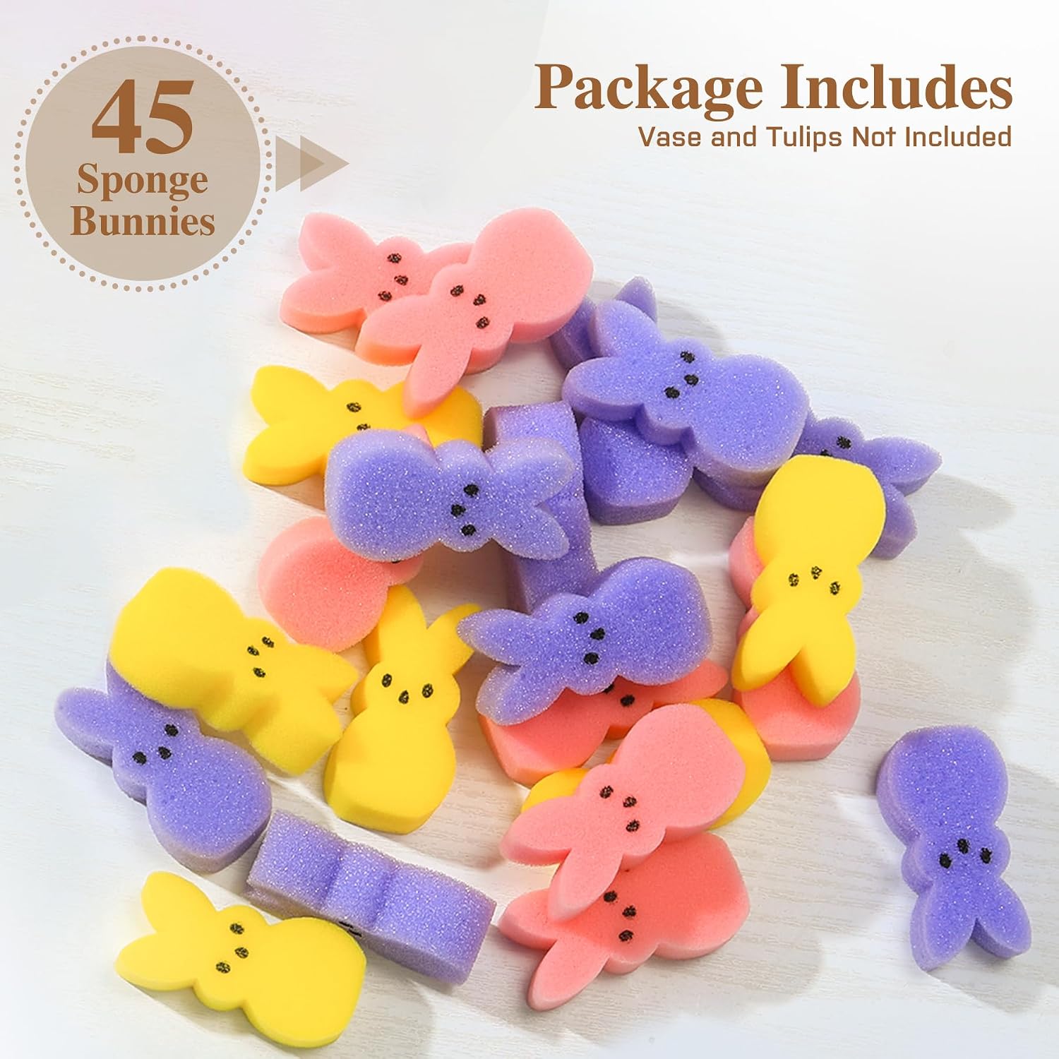 Easter Decorations - Sponges Bunny Decor, Easter Vase Filler, Spring Centerpiece for Home and Holiday Celebrations