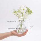 Ruffled Ribbon Hand-Blown Glass Vase Set Small Clear Flower Vases for Centerpieces, Weddings, and Home Decor, Thickened Base for Stability