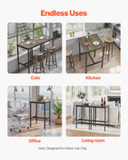VEVOR Bar Table, Sturdy Metal Frame High Top Pub Table, Small Kitchen Dining, Cocktail Coffee Counter Bar Height Desk, Easy to Assemble, 24x24x36 in, for Living Room Party, Rustic Brown and Black