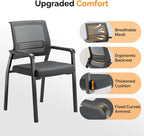 VINGLI Oversize 350 lbs Waiting Room Chairs, 4P Stackable Office Chairs, Grey, Contemporary Style, Mesh Back & Seat, Steel Frame, 355 lbs Capacity