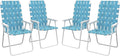 4-Pack Blue Folding Patio Chairs: Lightweight Steel FFor rame, PE Strap Seat, 264lb Capacity, Fold to 33" L x 2.75" H for Camping & Lawn