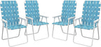 4-Pack Blue Folding Patio Chairs: Lightweight Steel FFor rame, PE Strap Seat, 264lb Capacity, Fold to 33" L x 2.75" H for Camping & Lawn