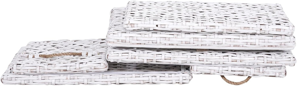 happimess HPM9003E Jacob 31.5" Handwoven Wicker Storage Trunk, Distressed White, Collapsible for flat storage, for Office, Dorm Room, Entryway, Bedroom, Dining Room