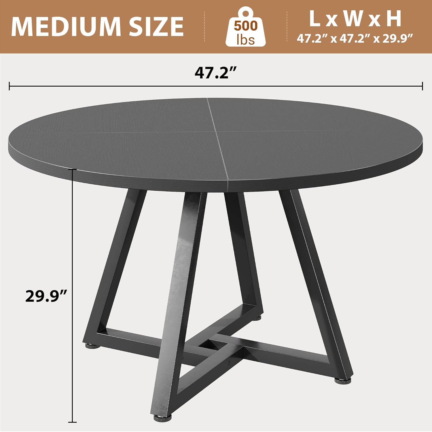 Jocoevol Round Dining Table Kitchen Dining Room Circle Dinner Pedestal Table for 4, Space Saving Wood Kitchen & Dining Room Furniture (Black)