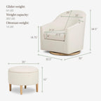 Evolur Luna Swivel Chair & Ottoman with 360-degree Swivel and Soft, Plush Fabric and Sleek Design, Sturdy Wooden Base