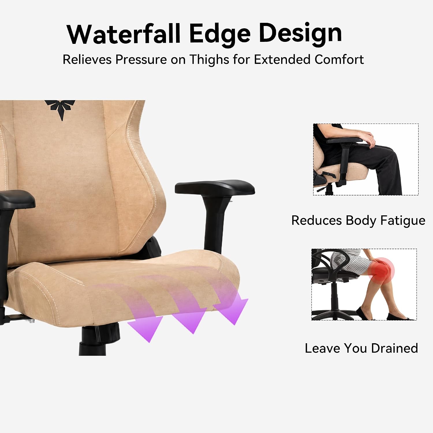 Gaming Chair - High Back Ergonomic Computer Chair with Lumbar Support, Video Game Chair-4D Adjustable Armrests,170° Reclining & 320lb Capacity,Fabric,Desert Yellow