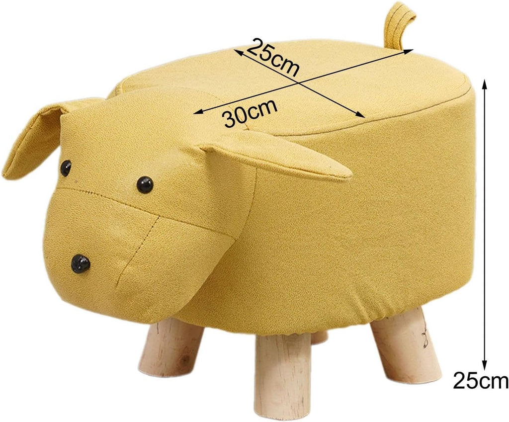 s Footstool Shoe Changing Stool Foot Rest Ottoman Stool for Nursery Living Room Playroom, Yellow Dog