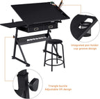 Topeakmart Drafting Table for Artists, Height Adjustable Drawing Draft Desk, Tiltable Tabletop, Art Craft Work Station with Extra Board for Diamond Painting Sewing Graphic Designere