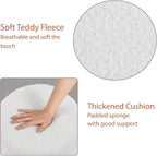 Modern Round Vanity Stool, Small Ottoman, Cute Fabric Foot Stool, Teddy Fleece Footrest, Upholstered Vanity Chair, Stool for Makeup, Bedroom, Living Room (1PCS, Round-White)