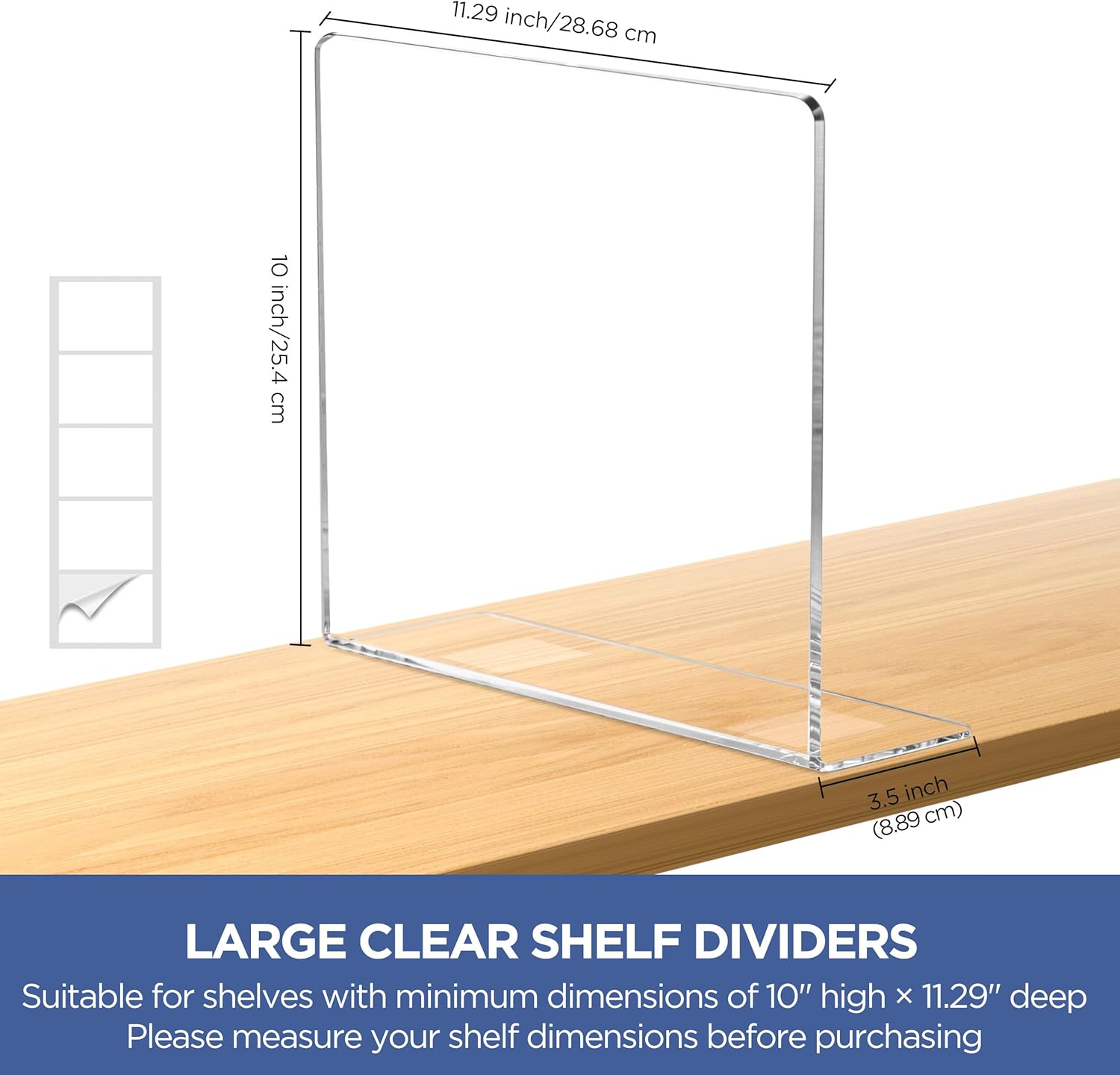 HBlife Acrylic Shelf Dividers for Closet Organization, 6 Pack Clear Sturdy Separate Closet Dividers for Shelves, Adjustable Purse Organizer for Sweater, Shirts, Handbags, Books in Bedroom and Kitchen