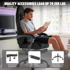 Ferghana Ergonomic Velvet Fabric Gaming Chair with Massage & Footrest, High Back Reclining Racing Computer Chair for Adults, Home Office Gaming Desk Chair, Black