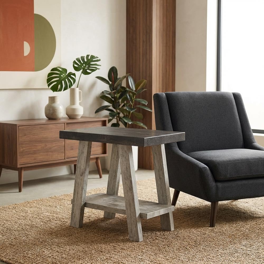 Furnifact Brown, Side Table, MDF Construction, Open Shelf, Durable Home Design, Warm Stylish Finish, Quality Build for Home