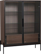 roomfitters 51.2'' Display Cabinet with Glass Doors, Pantry Storage Cabinet with Shelves for Living Room and Kitchen, Walnut