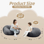 Bean Bag Chair with Corduroy Cover and Memory Foam Filled for Teens and Kids, Small Comfy Fluffy Floor Chair for Living Room Bedroom (Gray, 2.5FT)