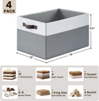 4 Pack Large Closet Storage Baskets Bins for Shelves | Fabric Closet Organizers and Storage with Handles Home Organization | Decorative Collapsible Baskets for Organizing Clothes Toy Nursery 14"x10"
