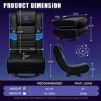 GTPLAYER Floor Gaming Chair Foldable Swivel Floor Chairs for Kids Boys Comfy Video Game Seat with 360° Multipurpose for Gamers, Bedroom or Game Room(Black-Blue)