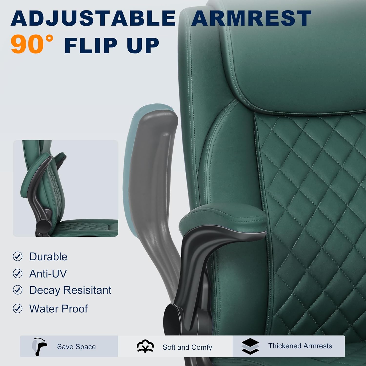 Misolant Drafting Chair, Tall Office Chair for Standing Desk, PU Leather Counter Computer Chairs with Adjustable Height, Rocking Function, 360° Swivel Wheels for Bar Office
