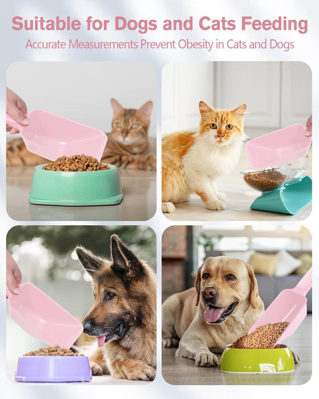 2 Cup Dog Food Scoop(2 Pack), Plastic Pet Food Scoop with Measuring Lines for Accurate Pet Food Portions,Dishwasher Safe (Pink)