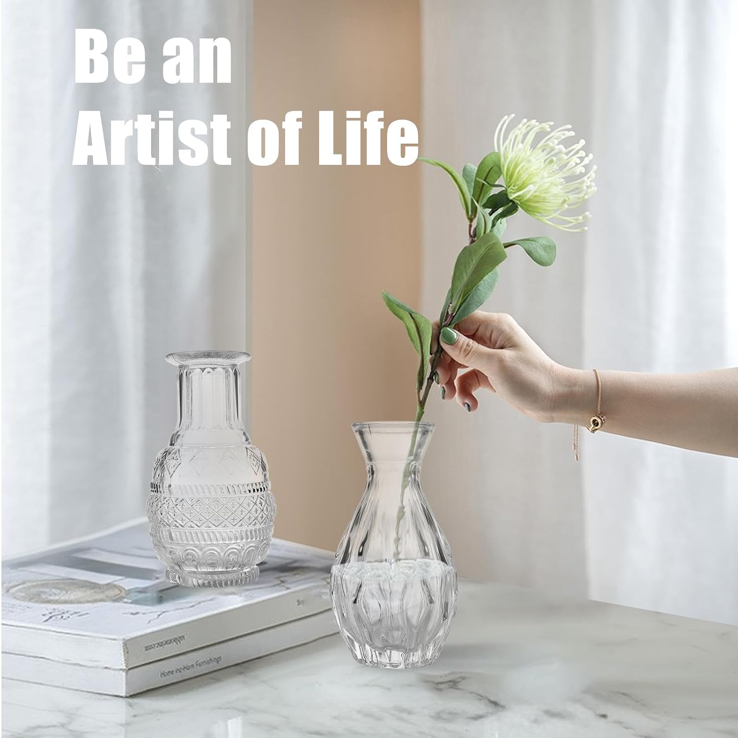 Mini Glass Bud Vases - Set of 6 Small Vases for Flowers, Perfect for Centerpieces,Flower Vases for Centerpieces., Clear