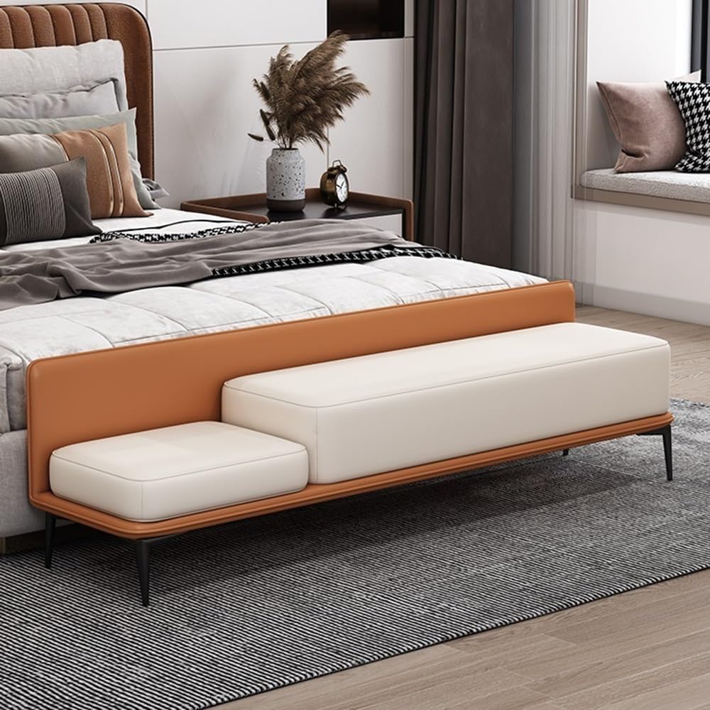 Modern Bed End Stool Simple Modern Bedside Bench Bedroom Creative Entrance Shoe Long Sofa Entryway(Brown)