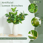3 PCS Artificial Green Lemon Branches for Vase 18 Inch Fake Lemons Fruit Picks Faux Lemons Tree Decor Realistic