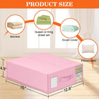 WOWBOX Sheet Organizers and Storage,Closet Bed Sheet Organizer Under Bed Storage and Organization with Label Cards & Clear Window for Bedding Sheets,Duvet Covers,Blankets (6 Pack，Pink)