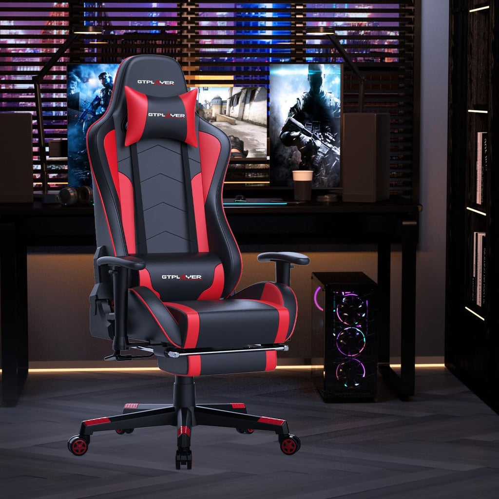 GTPLAYER Gaming Chair with Footrest Speakers Video Game Chair Bluetooth Music Heavy Duty Ergonomic Computer Office Desk Chair