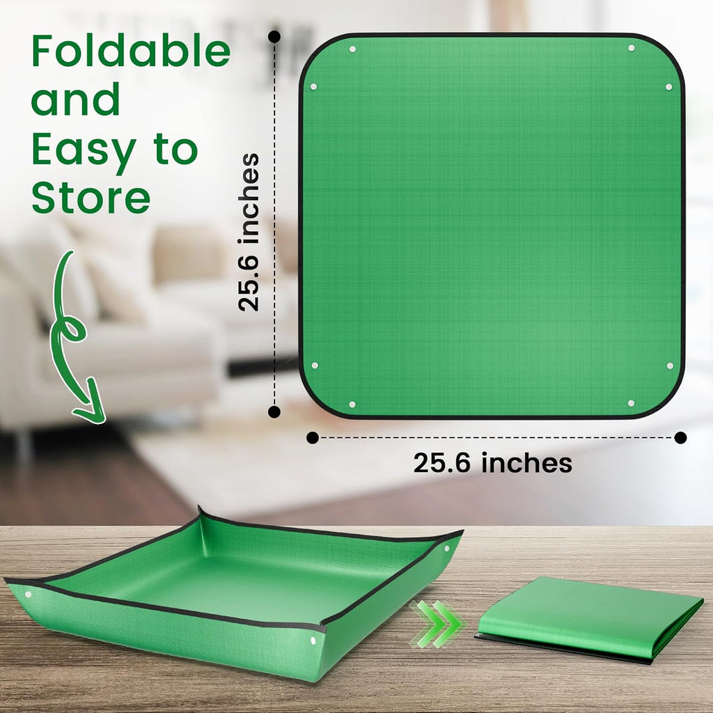 Repotting Mat for Indoor Plant Transplanting and Mess Control, 26'' x 26'' Waterproof Potting Succulent Tray Portable Gardening Mat Gift for Plant Lovers