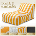 Deep Seating Bean Bag Chair for Adults, Memory Foam with Back Support Panel & Waterproof Fabric, Retains Shape for Yacht, Dock, Patio & Indoor Use, Yellow