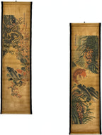 4PCS/Set Wall Scroll Hanging Painting Decor Japanese Koi Fish Flower Fengshui, Ancient Paintings Replica Asia Traditional Art, Attract Wealth Four Seasons